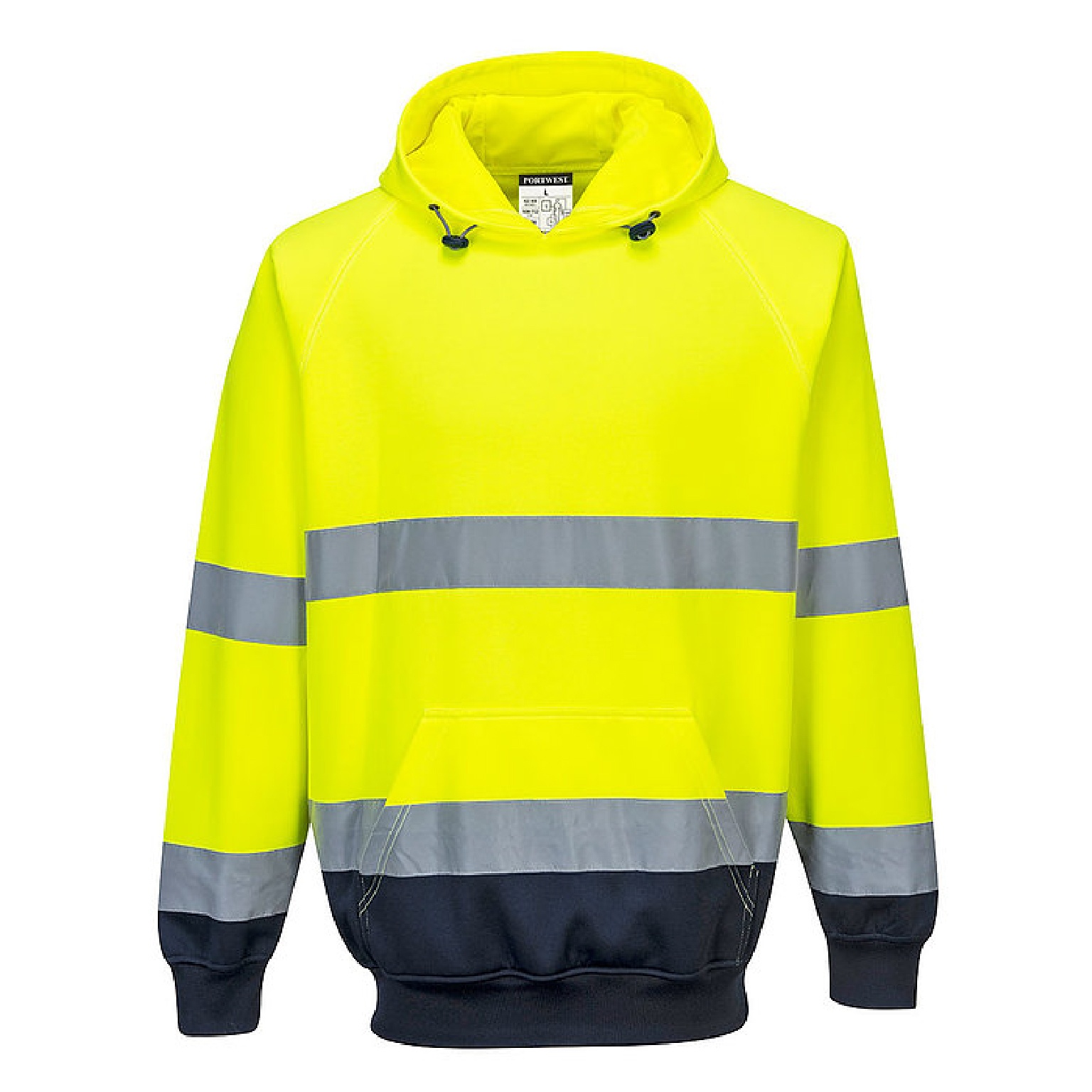 Redrok Workwear Centre Plymouth - Hi-Vis Lite Bomber Jacket - Two Tone Hooded Sweatshirt - Yellow/Navy