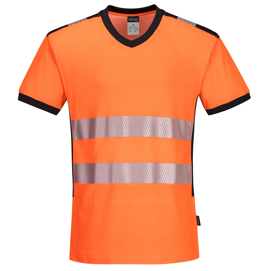 Portwest Hi-Vis V-Neck T-shirt - Orange/Black